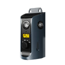 Single dark metallic blue ultrasonic bark control unit with two round speakers, yellow LCD display and dial.