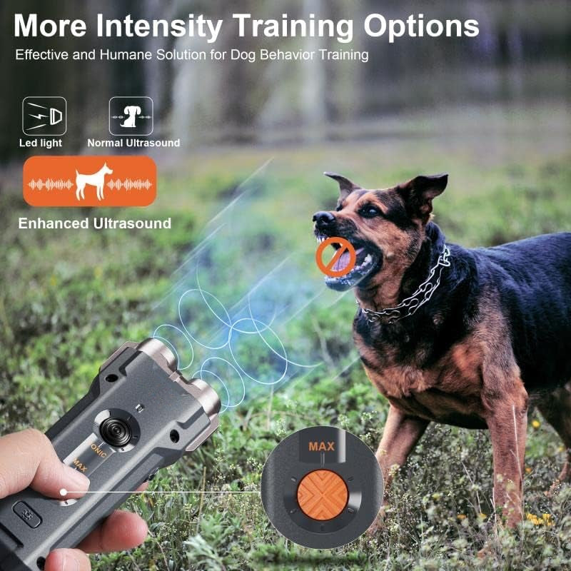 Close-up of the BTU20 Ultrasonic Dog Training Device, showing  the  control for the training options