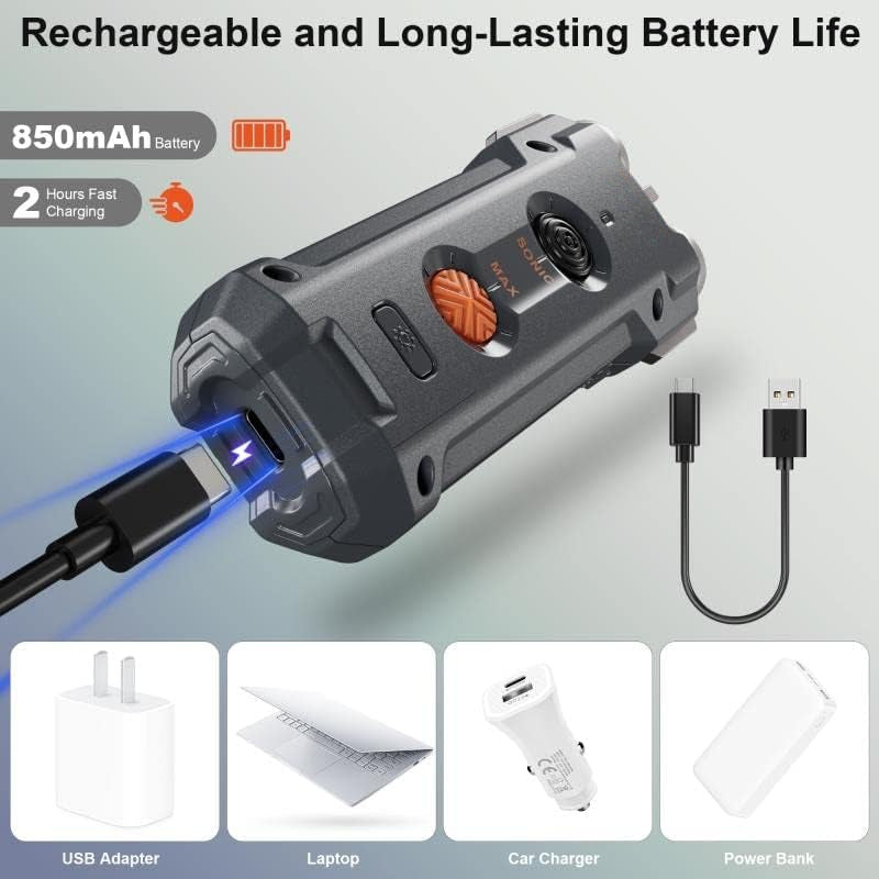 Close-up of the BTU20 Ultrasonic Dog Training Device, showing  the charger and its long lasting battery life